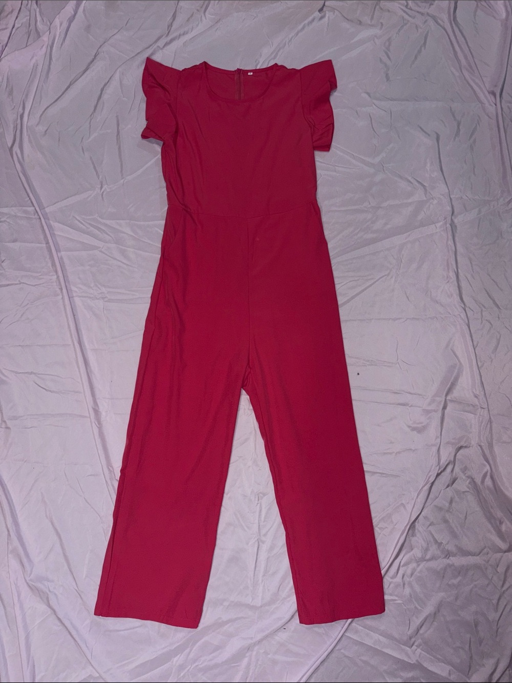 Womens Red Flutter Sleeve Jumpsuit